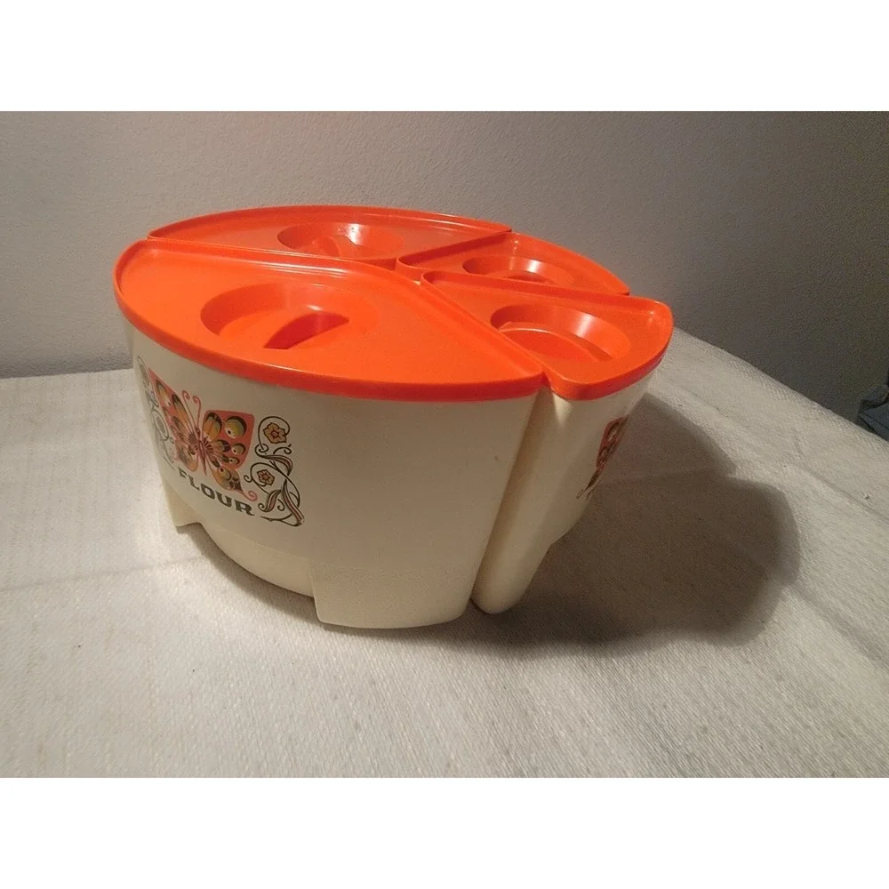 STERILITE‎ -TEA ,COFFEE , SUGAR FLOUR SET  BUTTERFLY MOTIF with Lids VINTAGE 60s